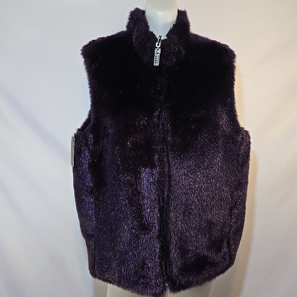 Guess Deep Purple Reversible Faux Fur Vest